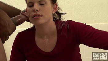 play A freckled redhead penetrated the bathroom by a black friend of hers